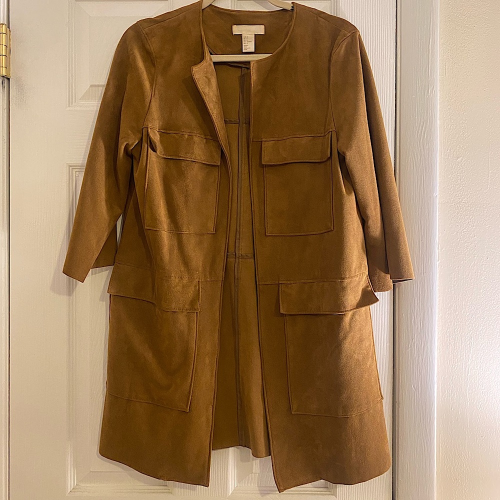 Brown suede pocket coat